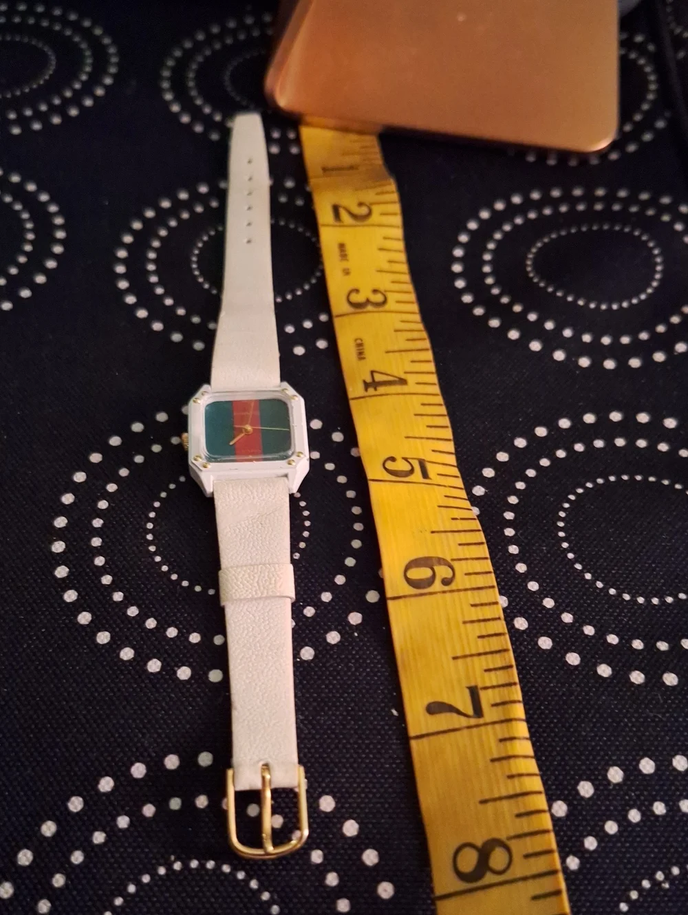 Gucci White Watch with Green and Red Striped Dial